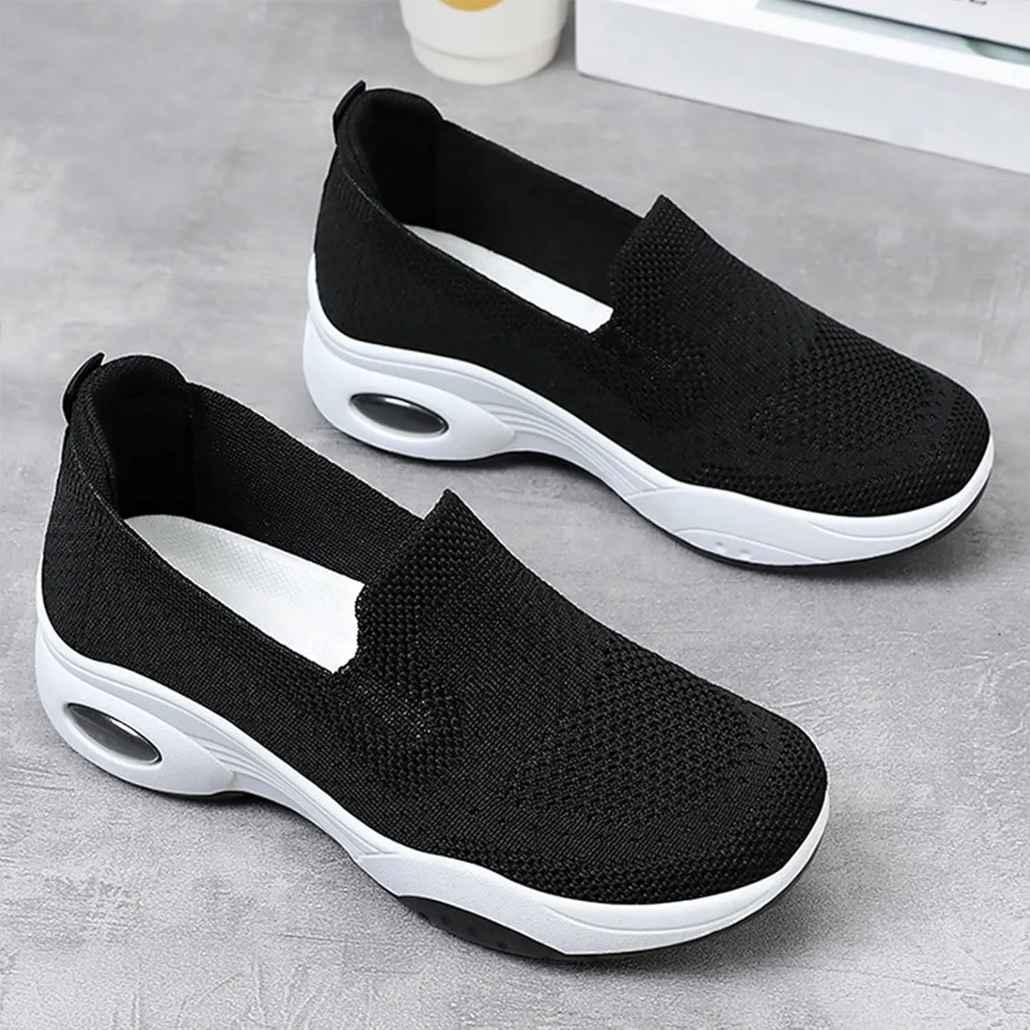 Women'S Mesh Slip-On Orthopedic Sneakers Lightweight Breathable with Arch Support Air Cushion Wedge Yaoyao Shoes for Diabetes Arthritis Nurse Walking Shoes