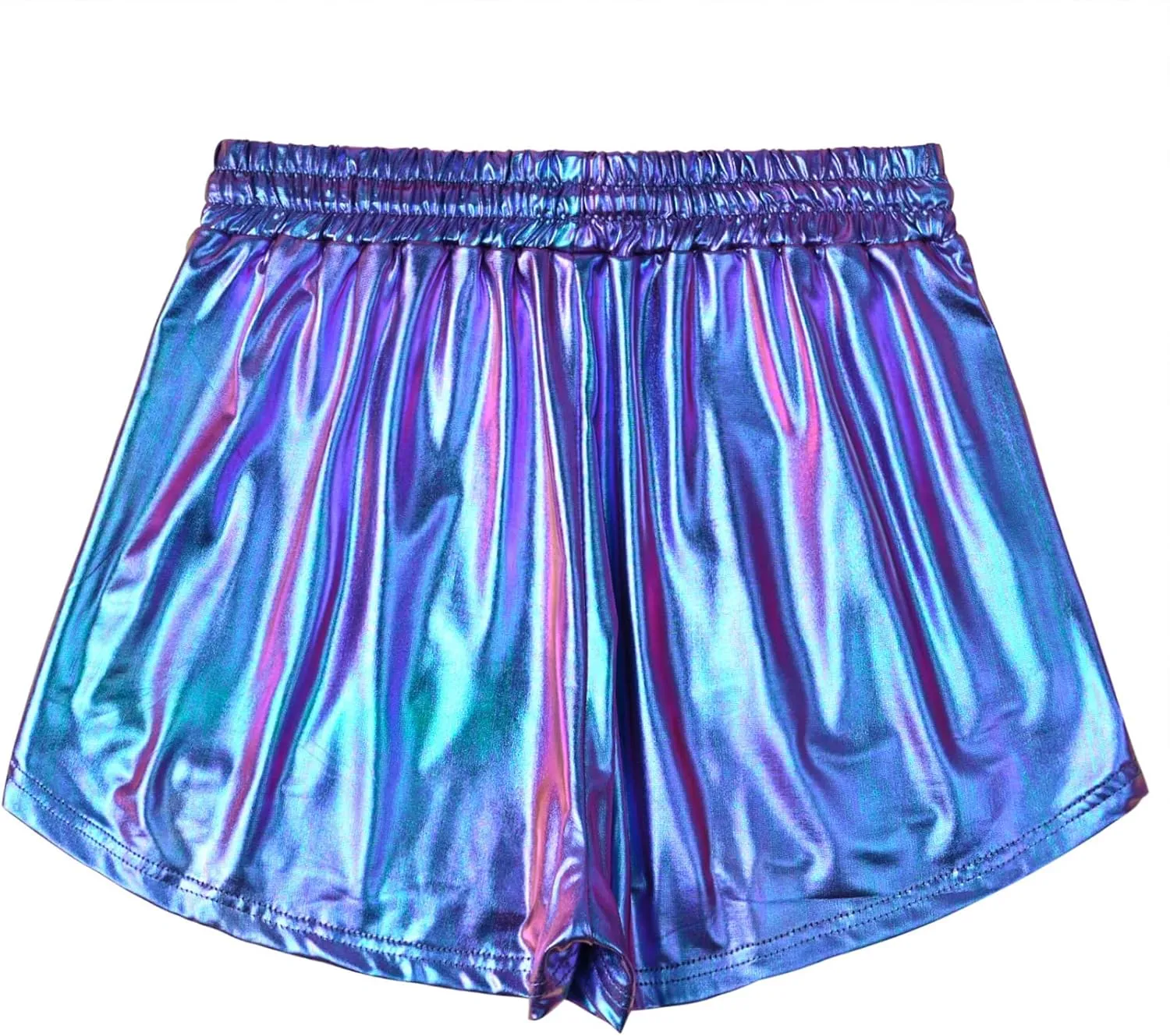 Women's Metallic Shorts Yoga Shiny Sparkly Hot Drawstring Outfit Short Pants