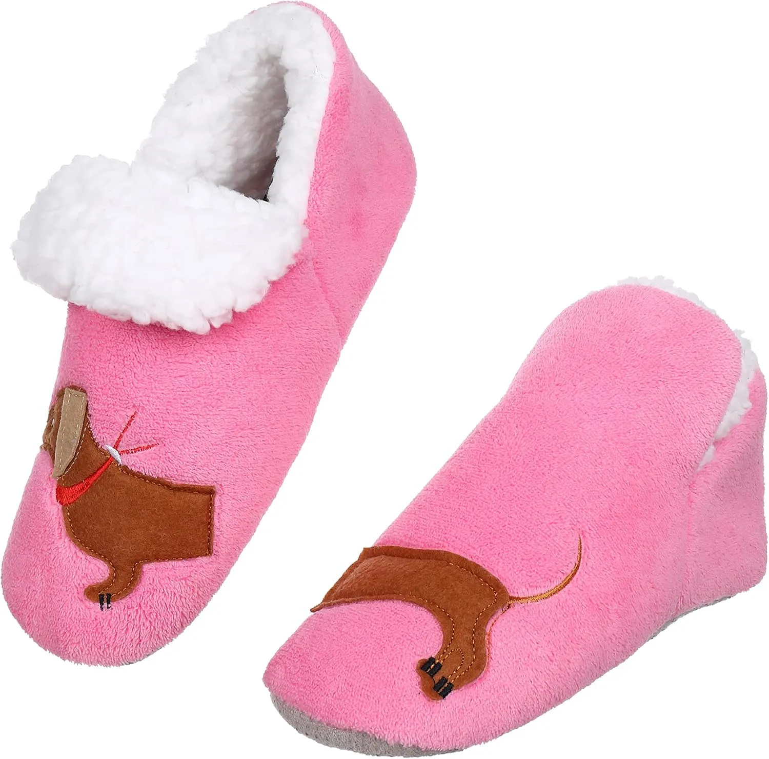 Women's Slipper Socks-Winter Warm Plush Cozy Non Slip Soft Sole Indoor Booties for Women-Dachshund Gifts