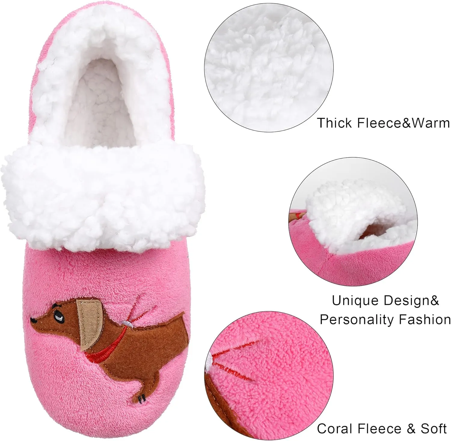 Women's Slipper Socks-Winter Warm Plush Cozy Non Slip Soft Sole Indoor Booties for Women-Dachshund Gifts