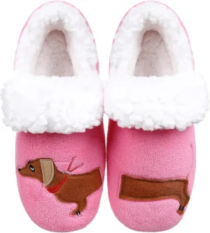 Women's Slipper Socks-Winter Warm Plush Cozy Non Slip Soft Sole Indoor Booties for Women-Dachshund Gifts