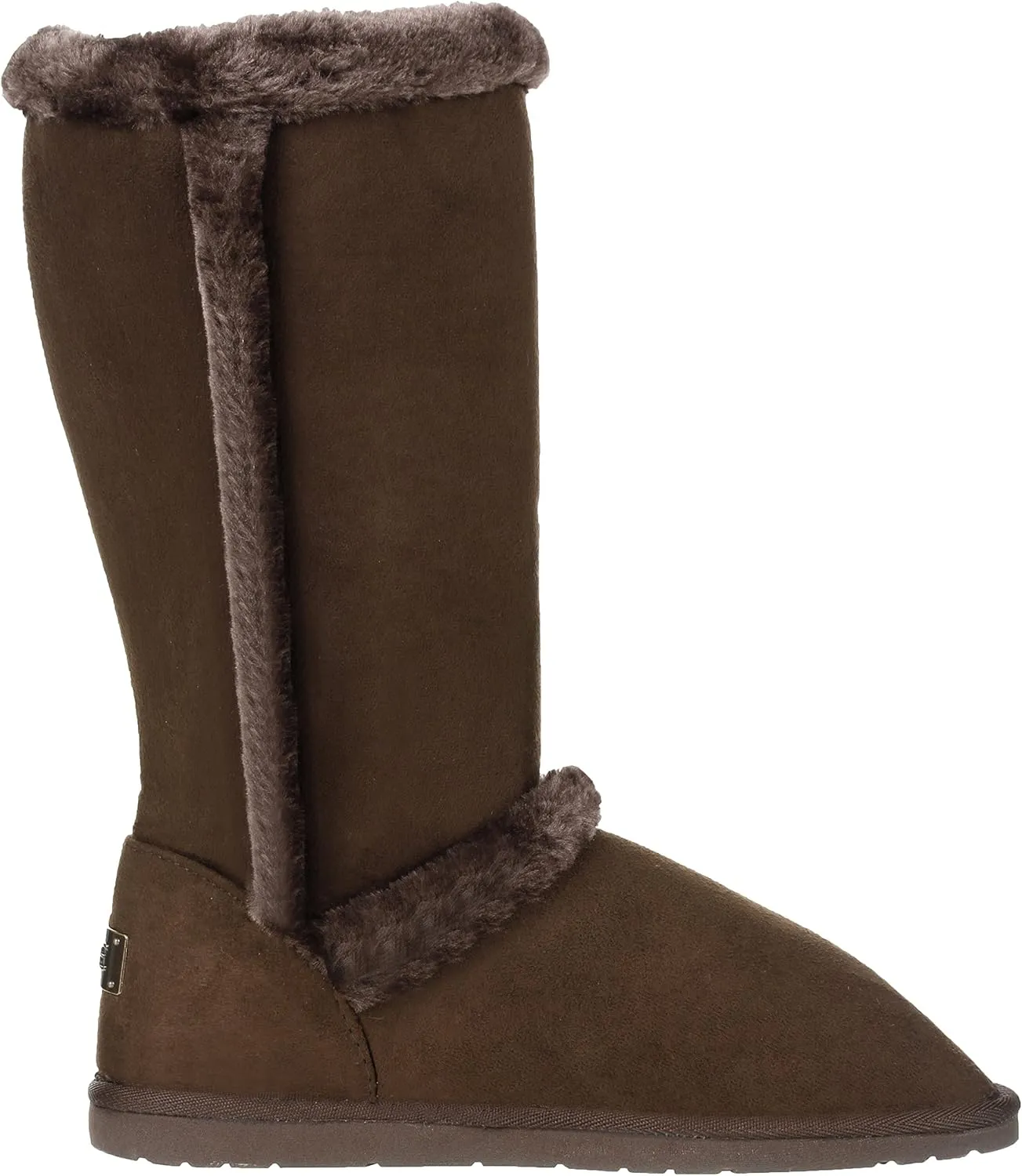 Women's Twin Buckle Fully Fur Lined Faux Suede Sheepskin Winter Snow Boots