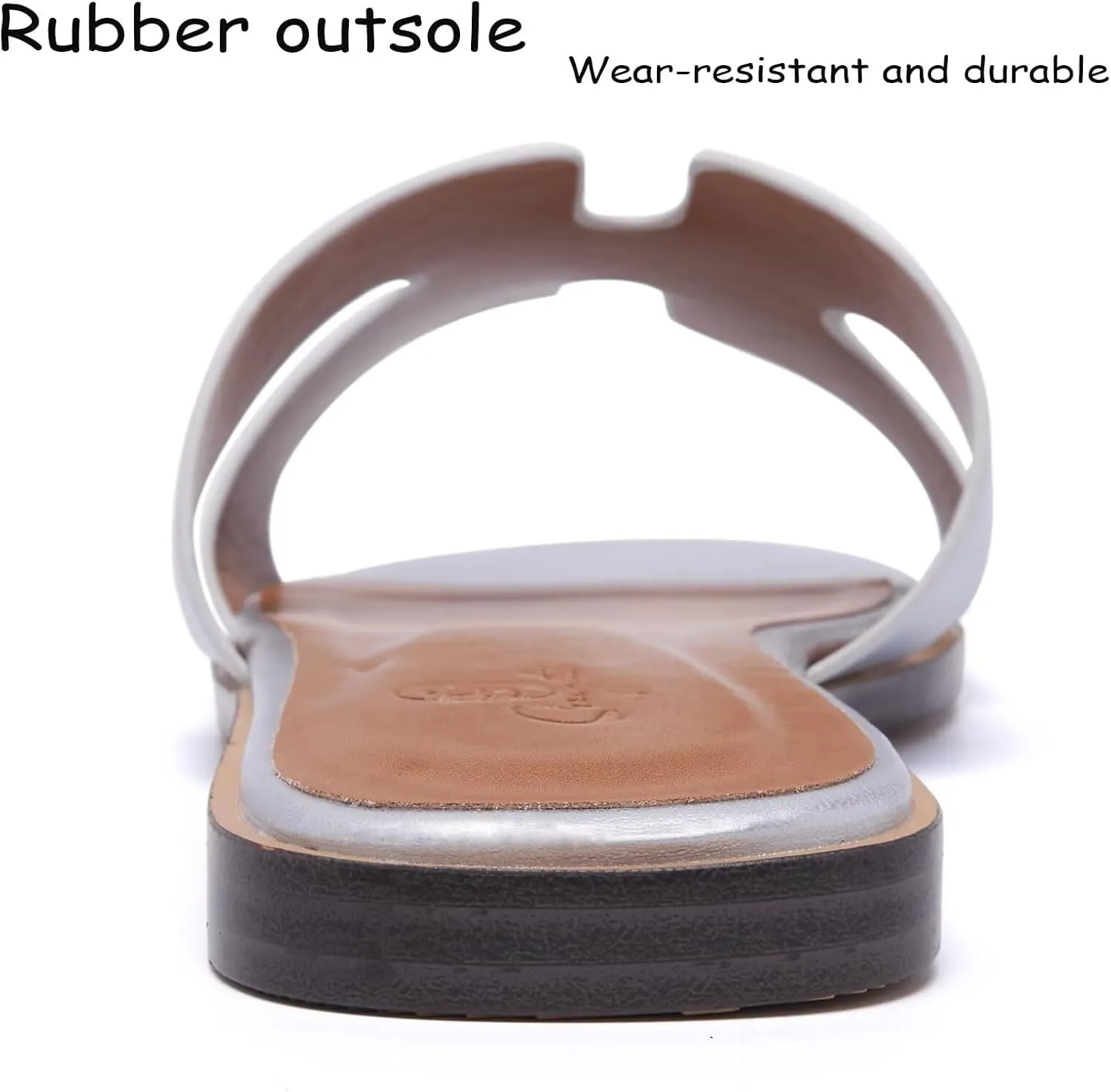 Women's Wide Width Leather Flat Sandals Slipper 2025 Summer Fashion Comfortable Memory Foam Slides for Women Footwear