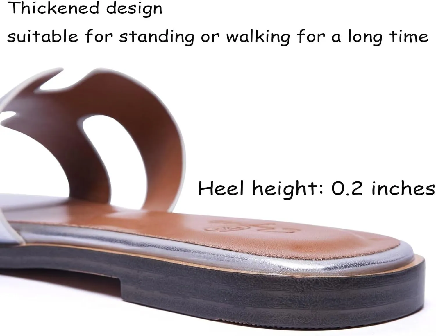 Women's Wide Width Leather Flat Sandals Slipper 2025 Summer Fashion Comfortable Memory Foam Slides for Women Footwear