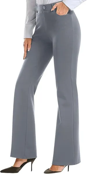 Work Pants Women Business Casual Dress Pants Bootcut Trousers Pants with Pockets Ladies High Waisted Pants