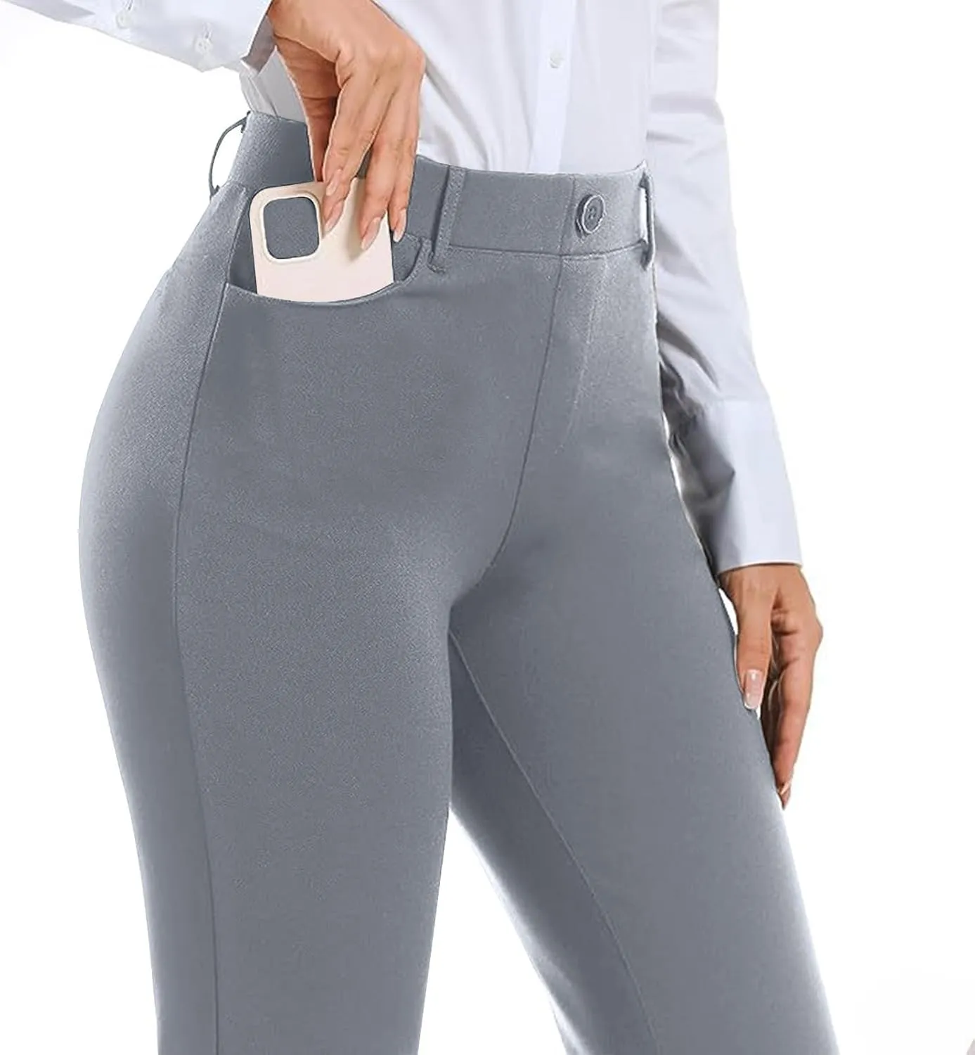 Work Pants Women Business Casual Dress Pants Bootcut Trousers Pants with Pockets Ladies High Waisted Pants