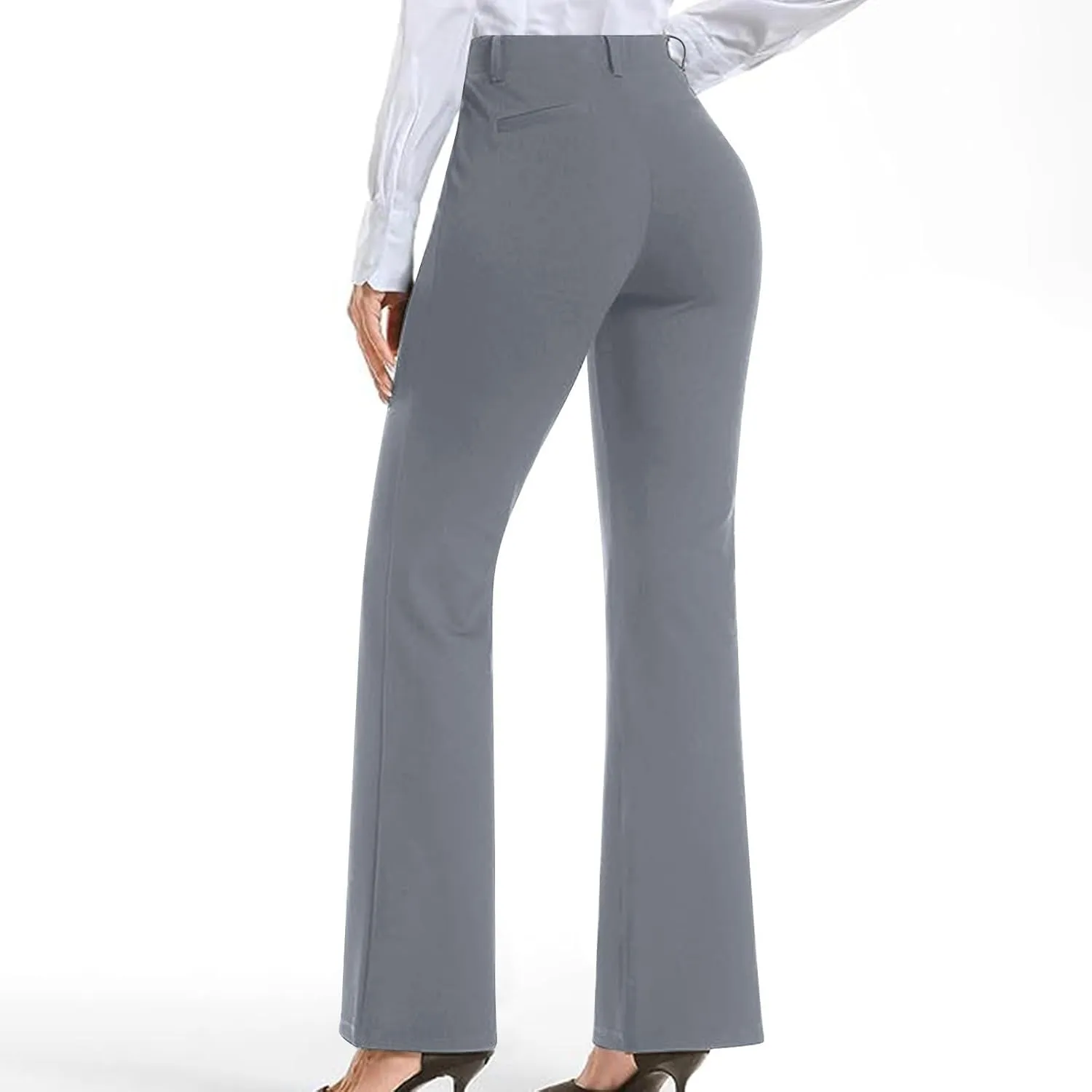 Work Pants Women Business Casual Dress Pants Bootcut Trousers Pants with Pockets Ladies High Waisted Pants
