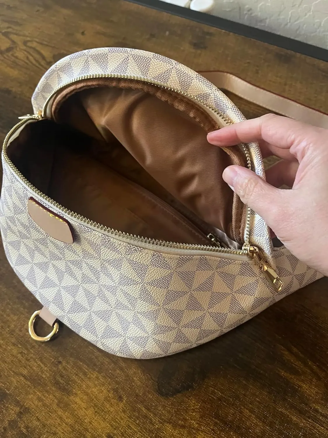 Xehuro Belt Bag for Women Fanny Pack Chest Bag Daypack Bum Bag Checkered Bag Multi Color (Beige-1)