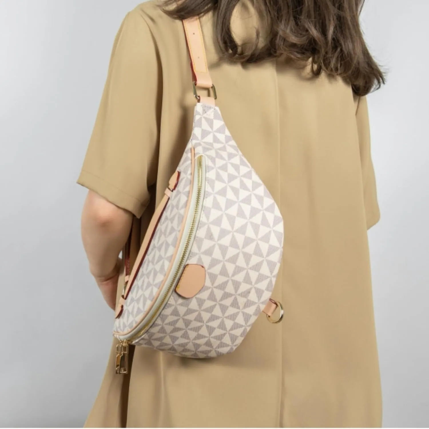 Xehuro Belt Bag for Women Fanny Pack Chest Bag Daypack Bum Bag Checkered Bag Multi Color (Beige-1)