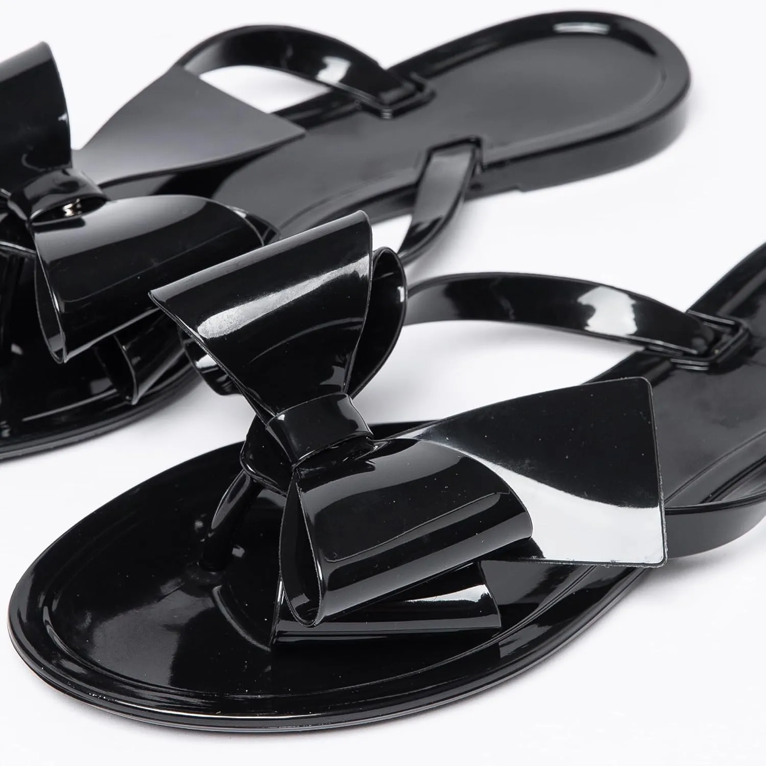 YANWENFANG Women Flip Flops Jelly Thong Waterproof Bow Summer Beach Rain Casual PVC Boho Vacation Flat Sandals