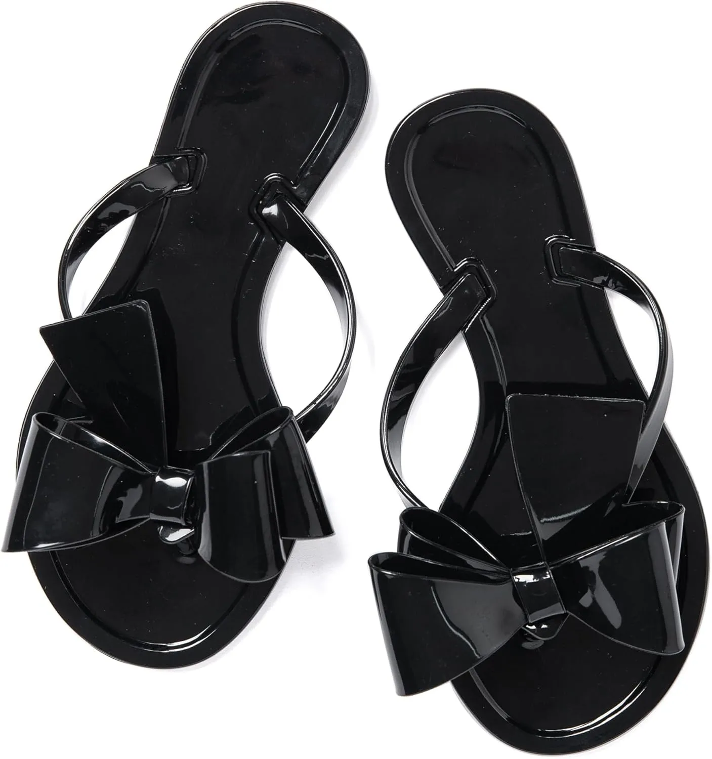 YANWENFANG Women Flip Flops Jelly Thong Waterproof Bow Summer Beach Rain Casual PVC Boho Vacation Flat Sandals