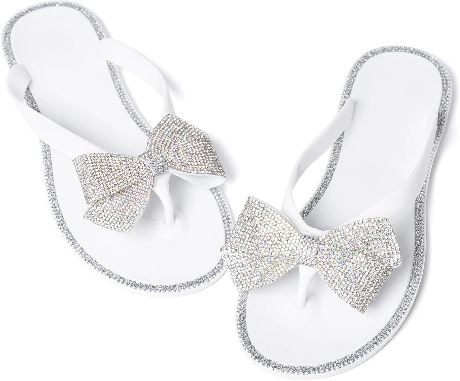 YANWENFANG Women Flip Flops Jelly Thong Waterproof Bow Summer Beach Rain Casual PVC Boho Vacation Flat Sandals