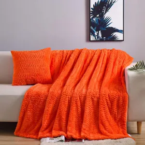 YUSOKI Luxury Faux Fur Throw Blanket(Without Pillows) 2 Layers,3lb,All Ages,Home Decoration, (Burnt Orange,50" x 63")