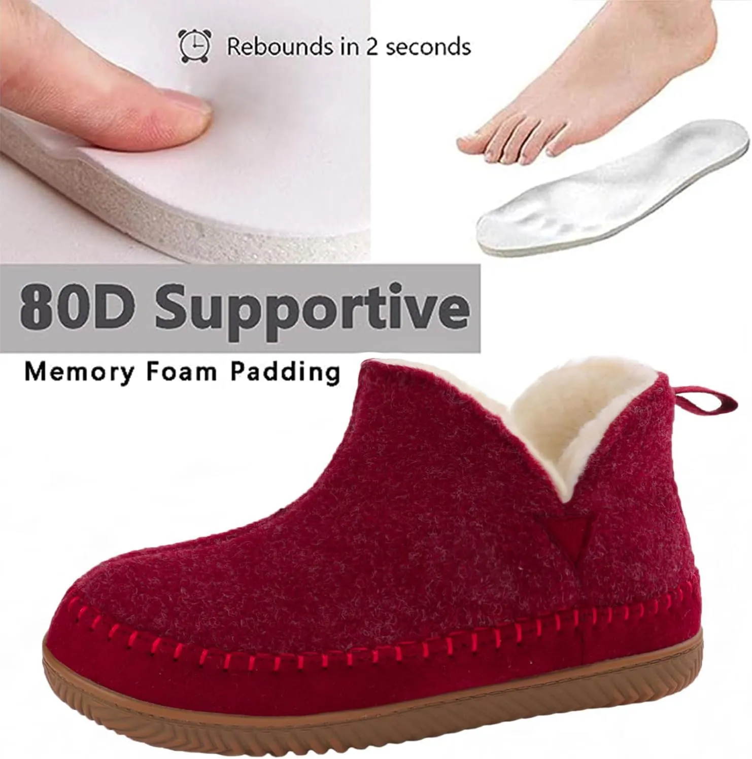 Zizor Women's Moccasin Bootie Slippers with Cosy Memory Foam, Ladies' Toasty Slip on House Shoes with Hard Outdoor Indoor Rubber Sole