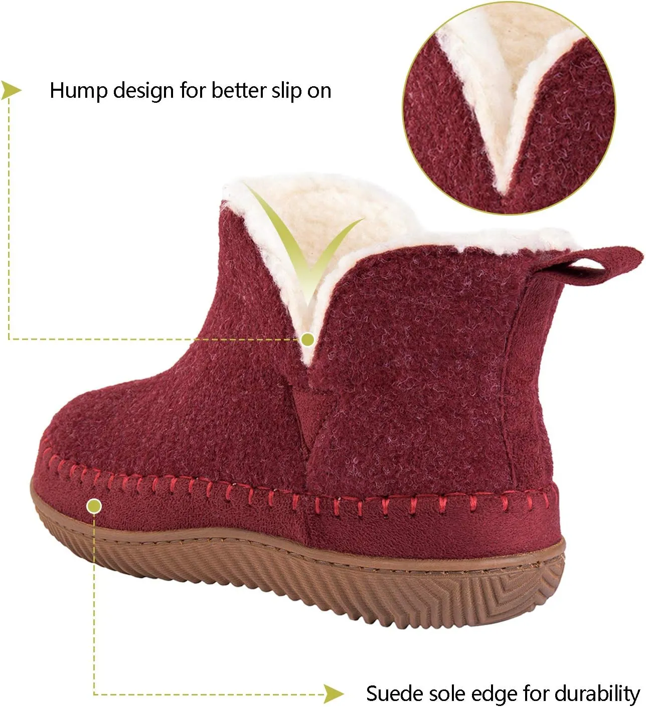 Zizor Women's Moccasin Bootie Slippers with Cosy Memory Foam, Ladies' Toasty Slip on House Shoes with Hard Outdoor Indoor Rubber Sole